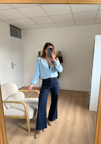 Maille en laine Léonie bleu glacier