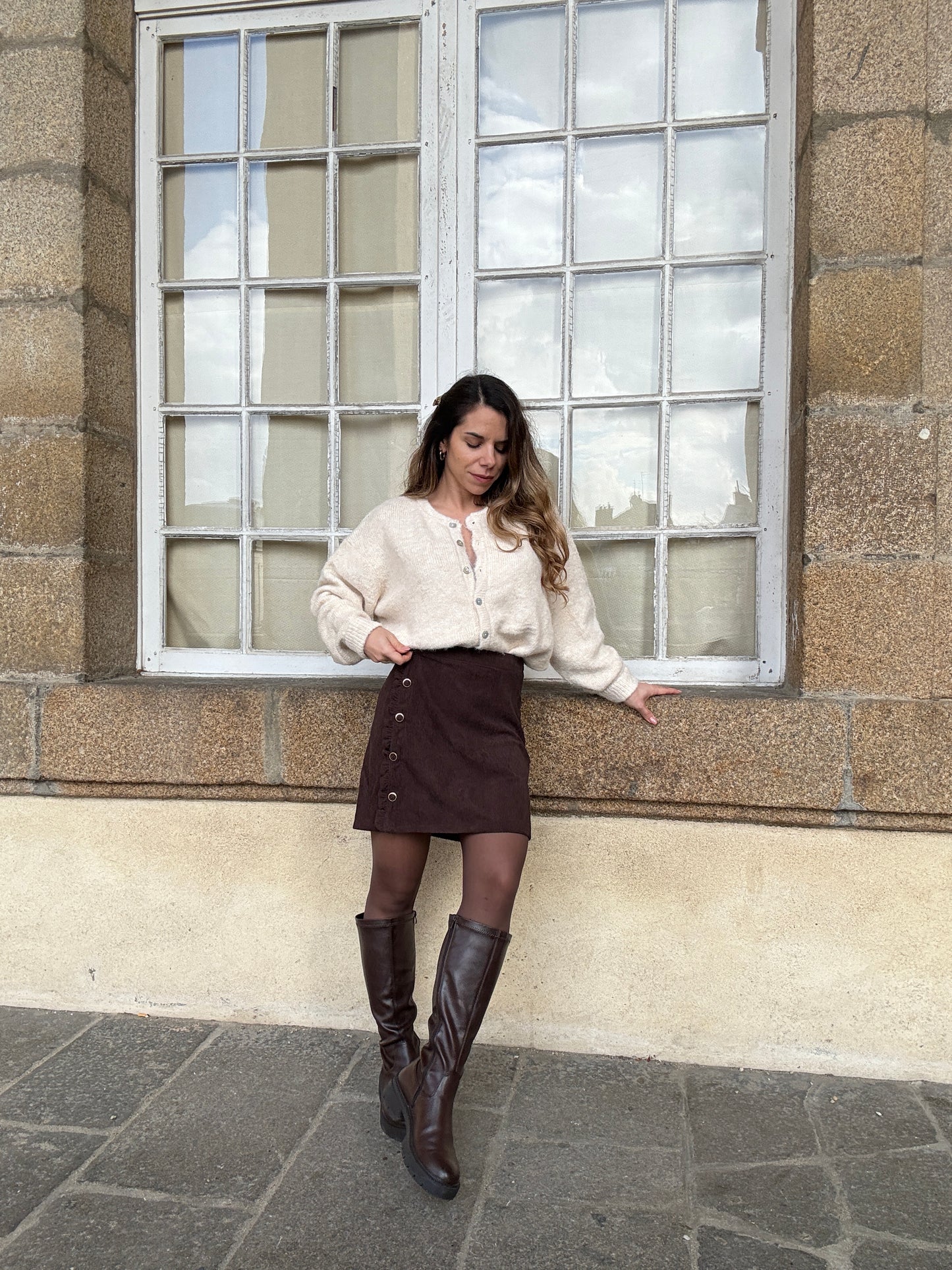 Jupe en velours Louisa chocolat