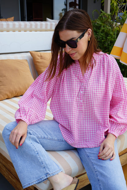 Blouse vichy rose Clothilde