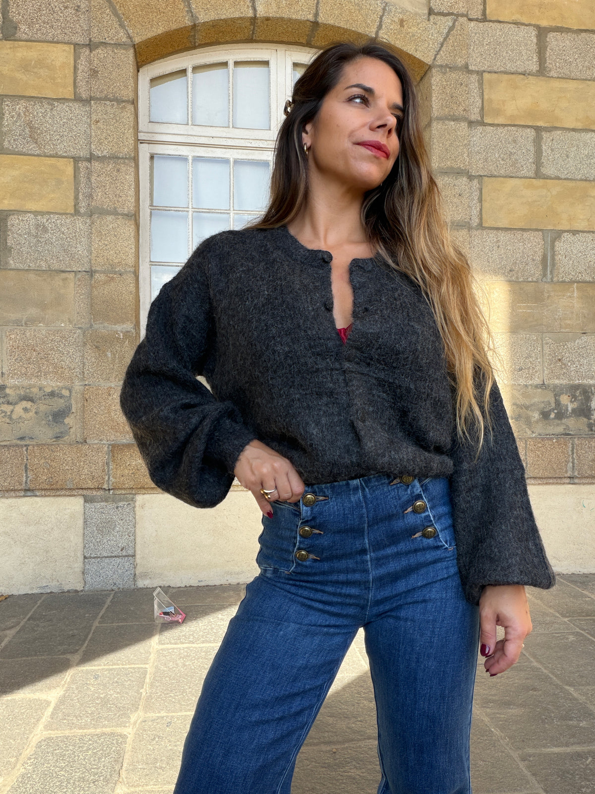 Cardigan Lise gris anthracite