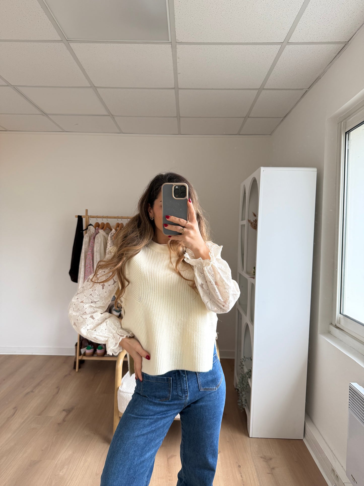 Pull sans manches Isaure écru