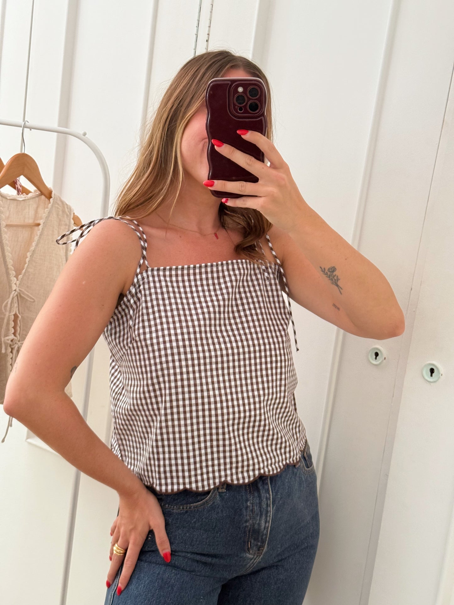Top vichy Aimée marron