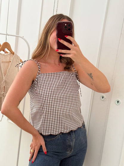 Top vichy Aimée marron