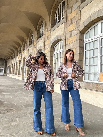 Veste en jean Céleste Léopard