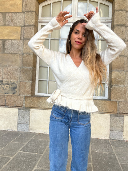 Cardigan à noeud Helena beige