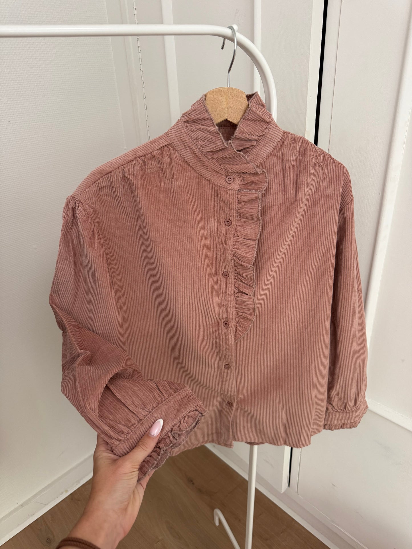 Blouse à col volanté Margaux rose