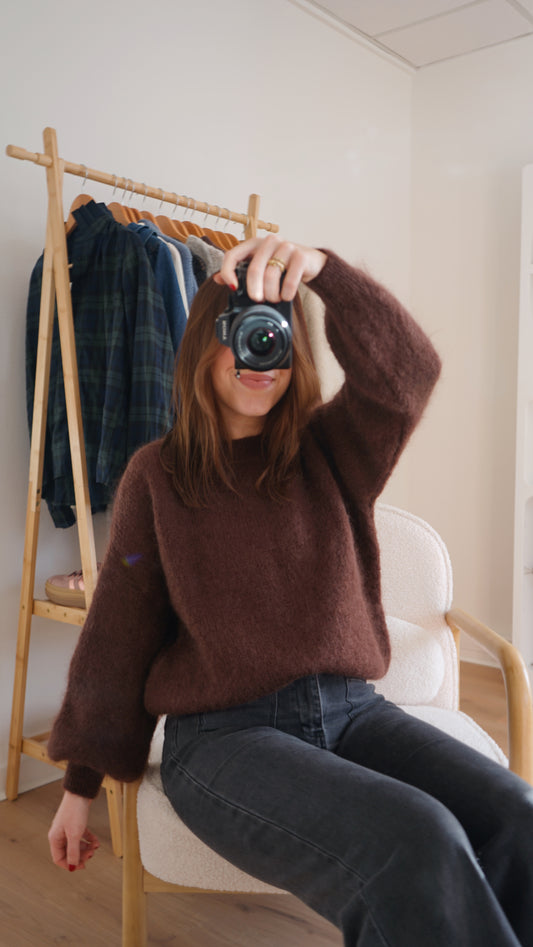 Maille en mohair et laine Gaia chocolat