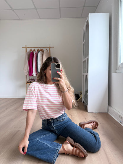 Tee-shirt rayé rose Jules