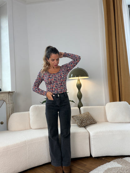 Body Martha fleuri bleu marine