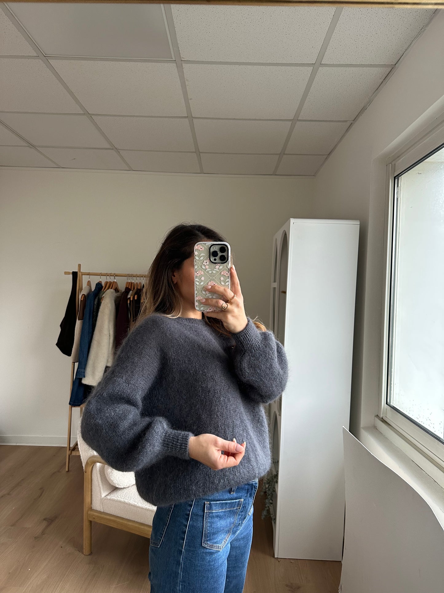 Maille en mohair et laine Gaia gris foncé