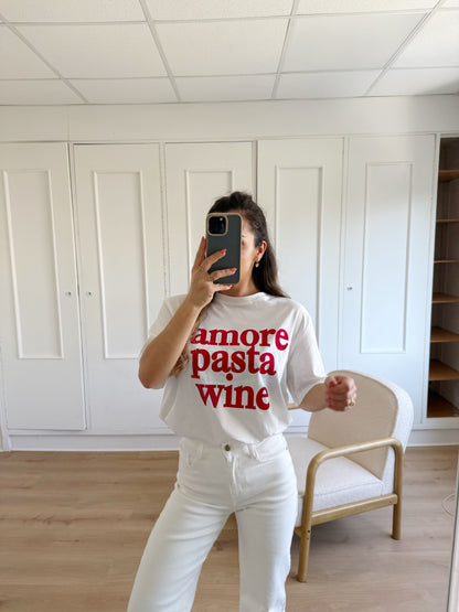 Tee shirt Amor, Pasta, wine
