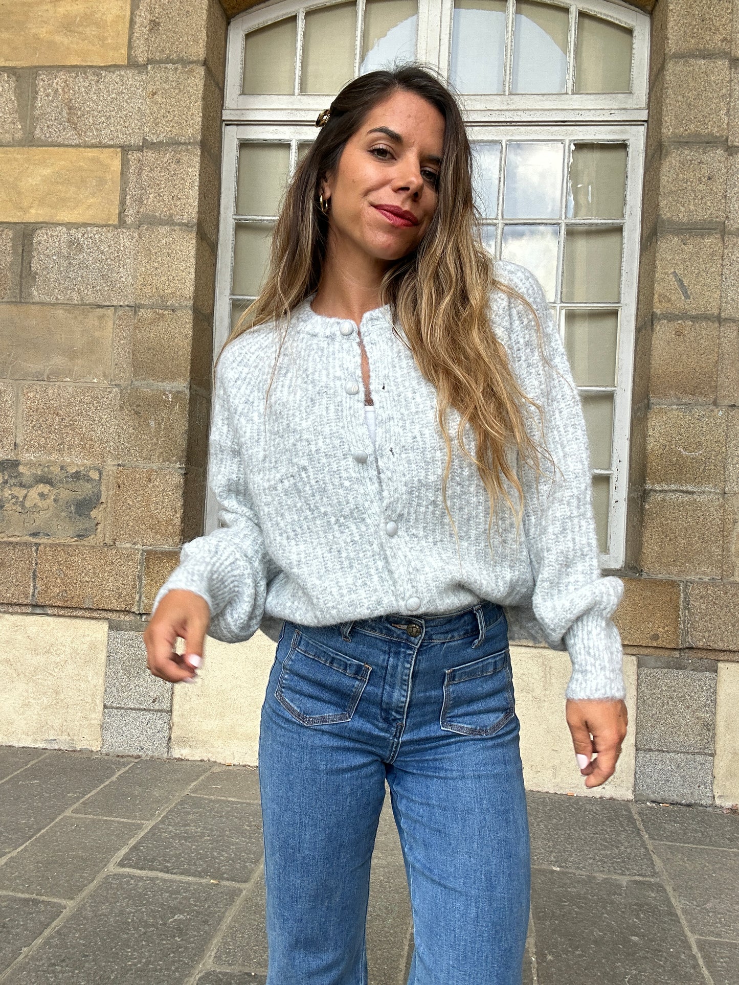Cardigan Irène gris clair