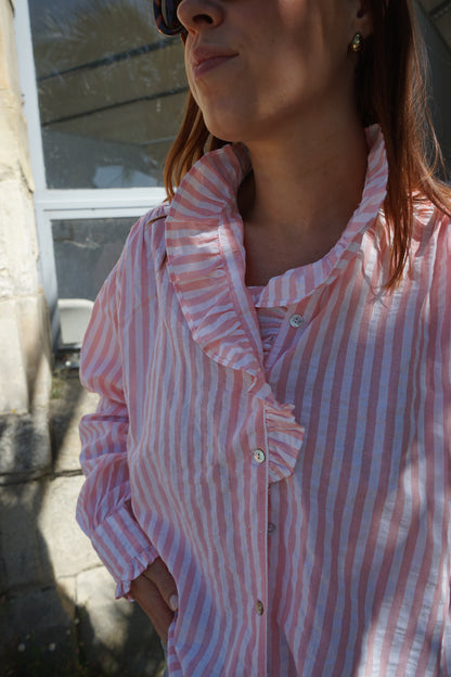Chemise à rayures roses et blanches Rosa