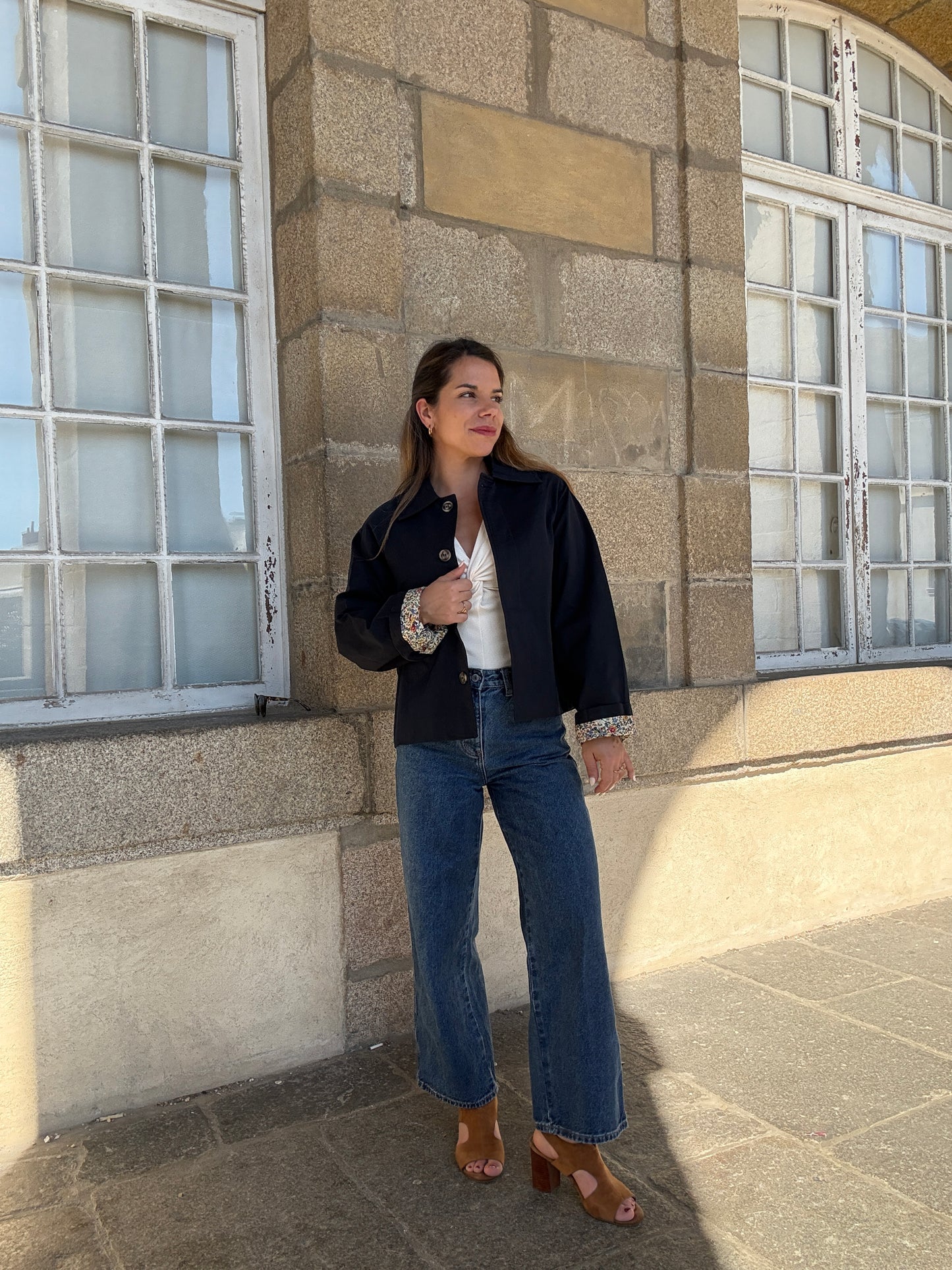 Veste trench liberty en coton marine Edith