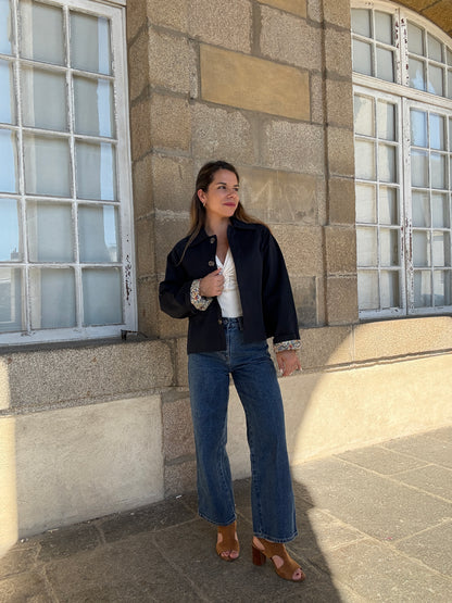 Veste trench liberty en coton marine Edith