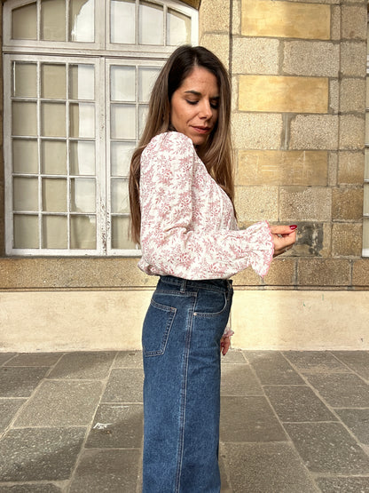 Blouse fleurie Amélia rose