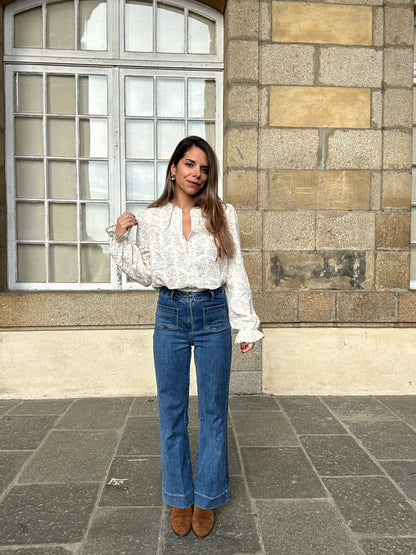 Blouse fleurie Amélia beige