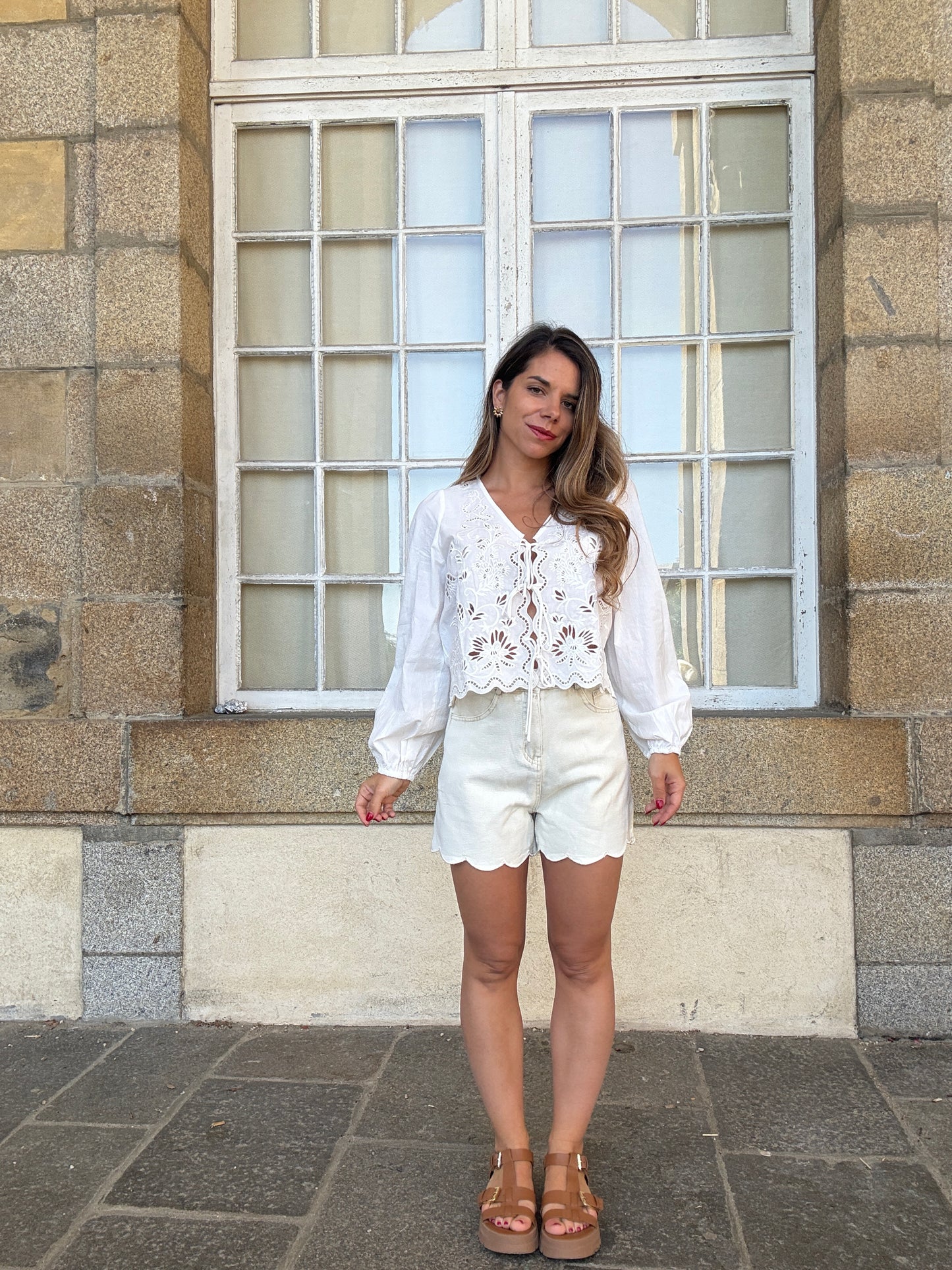 Short en jean Pippa beige