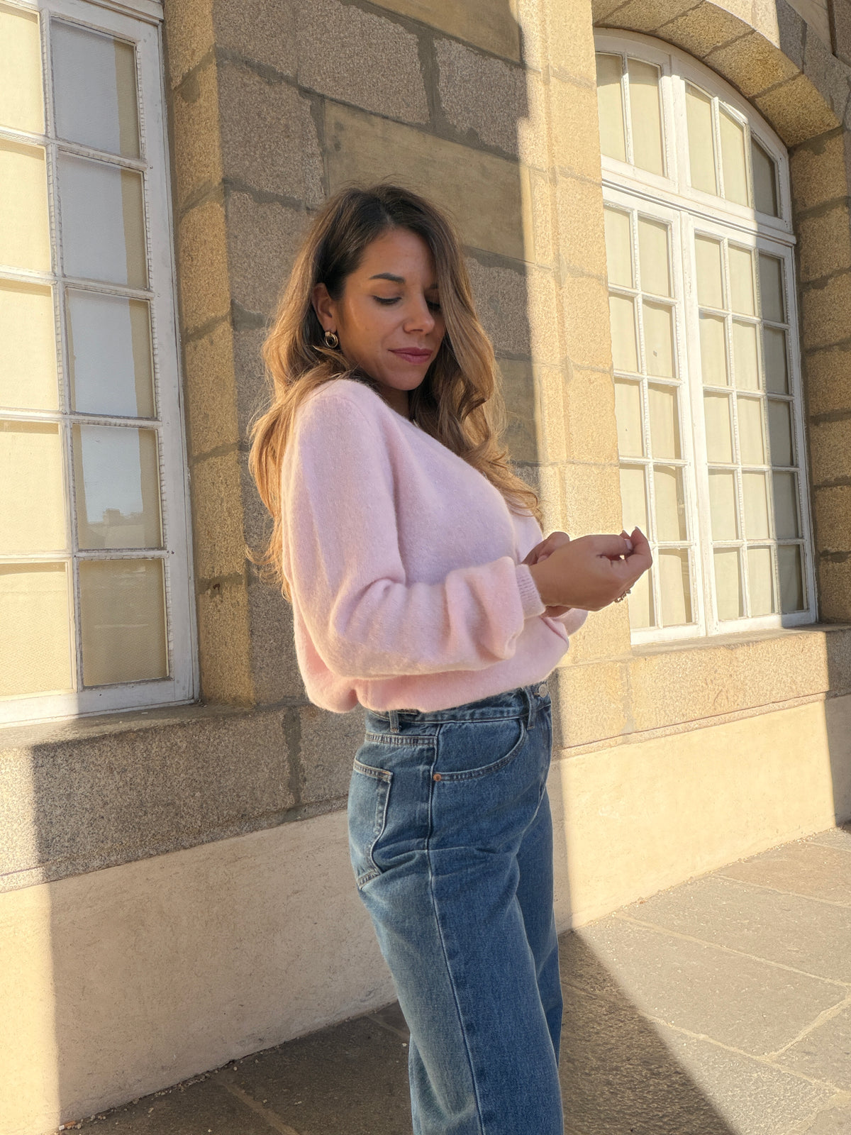 Maille en laine Léonie Rose poudré