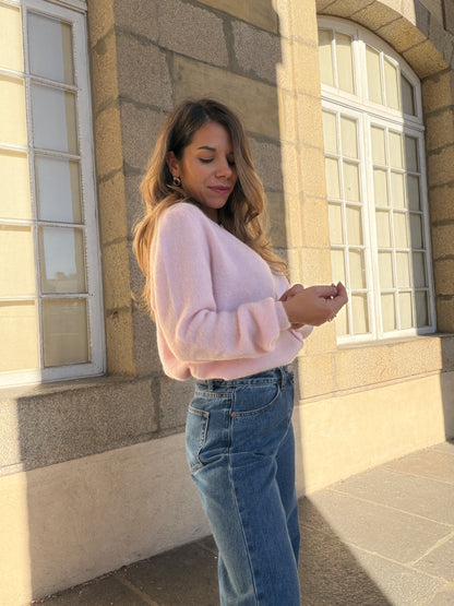 Maille en laine Léonie Rose poudré
