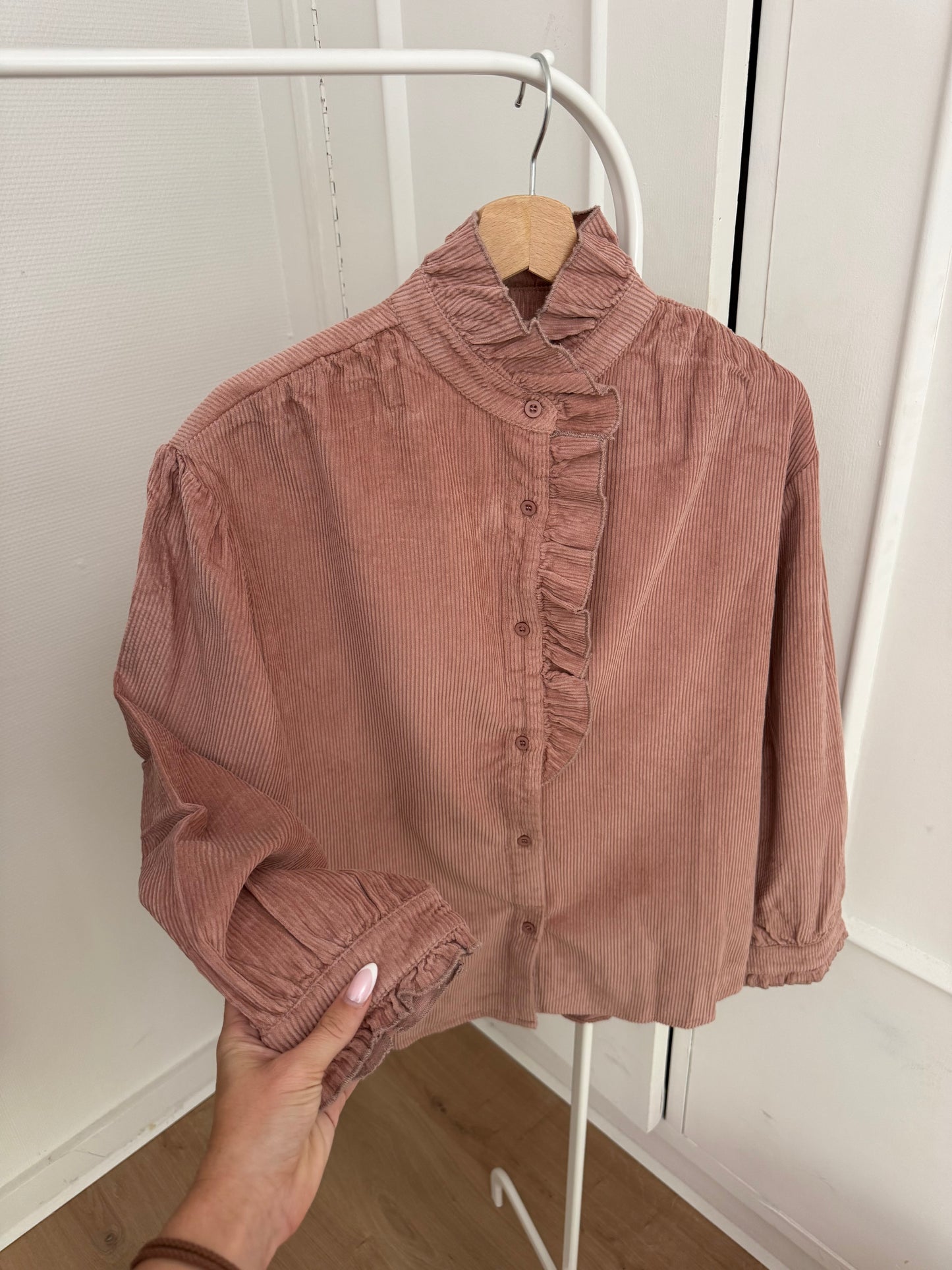 Blouse à col volanté Margaux rose