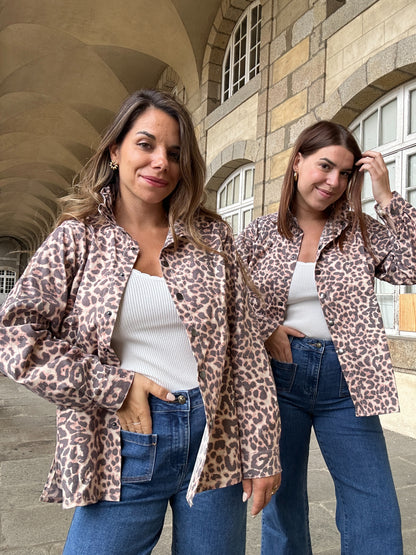 Veste en jean Céleste Léopard
