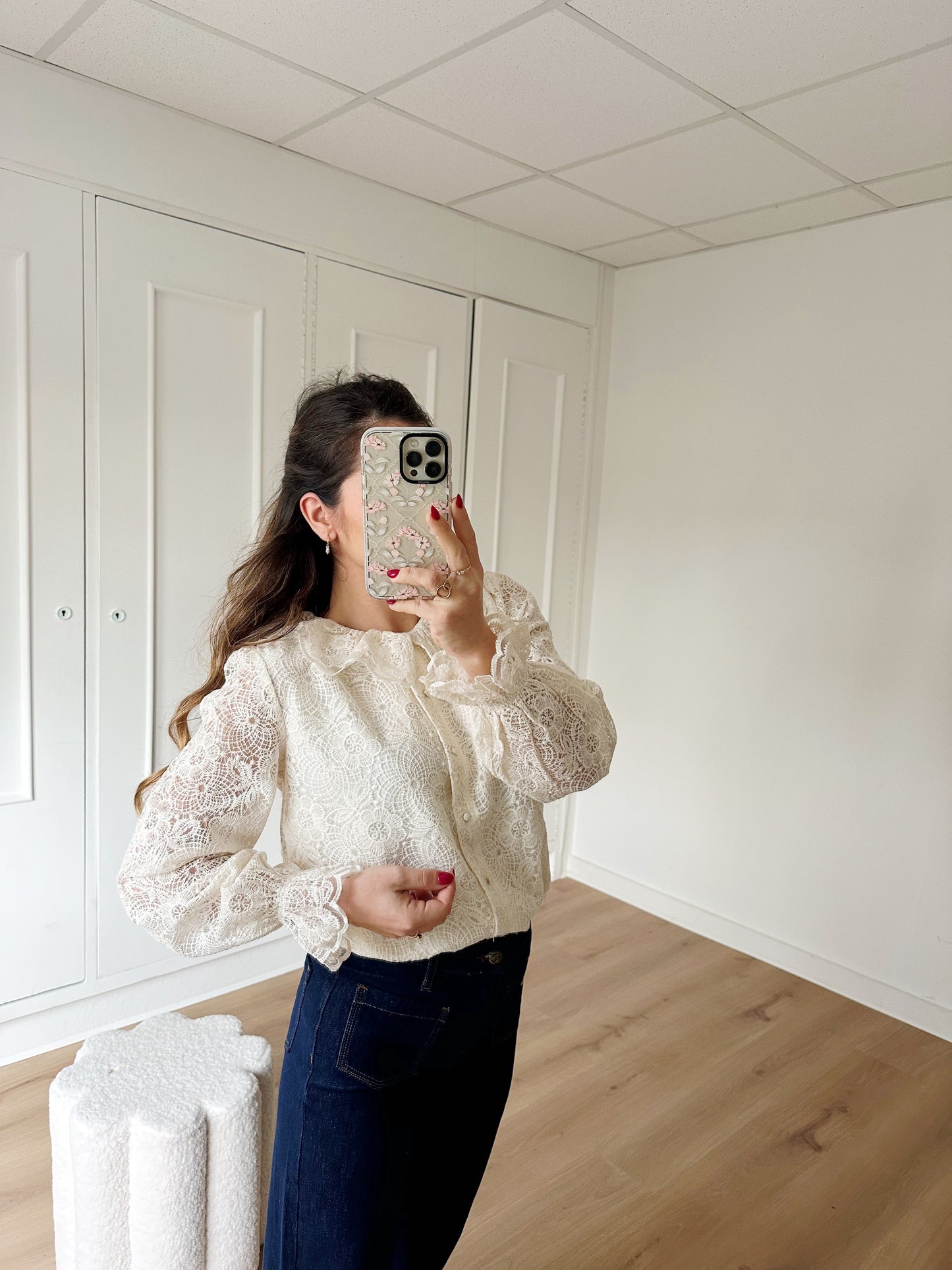 Blouse en dentelle écrue Constance