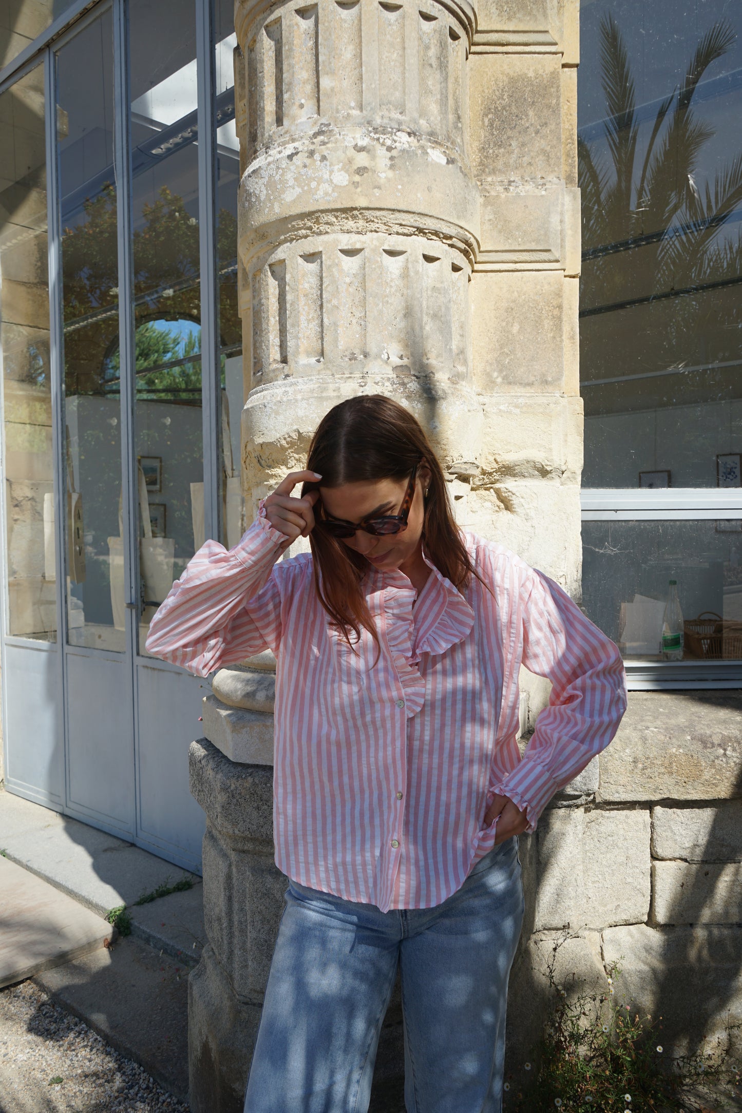 Chemise à rayures roses et blanches Rosa