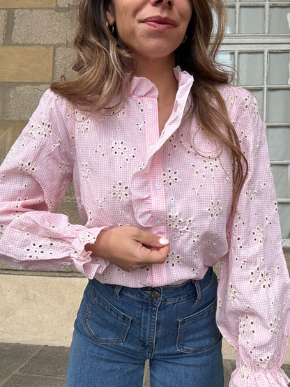 Blouse brodée baby pink Apolline