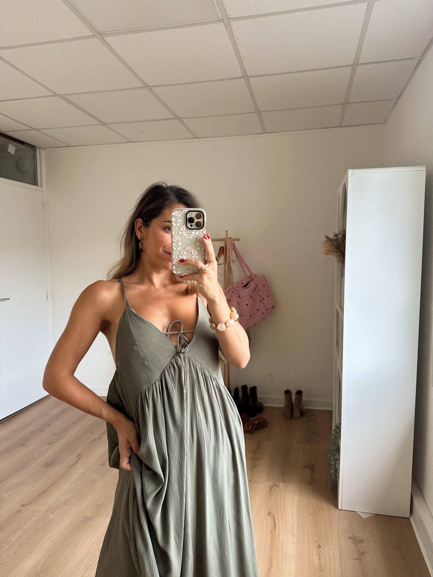 Robe longue Stella kaki