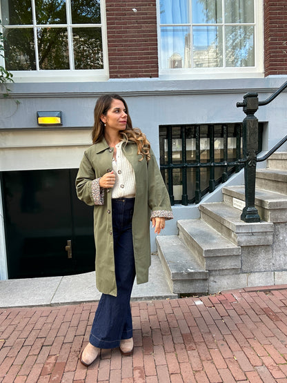 Trench long Émile en coton Liberty kaki