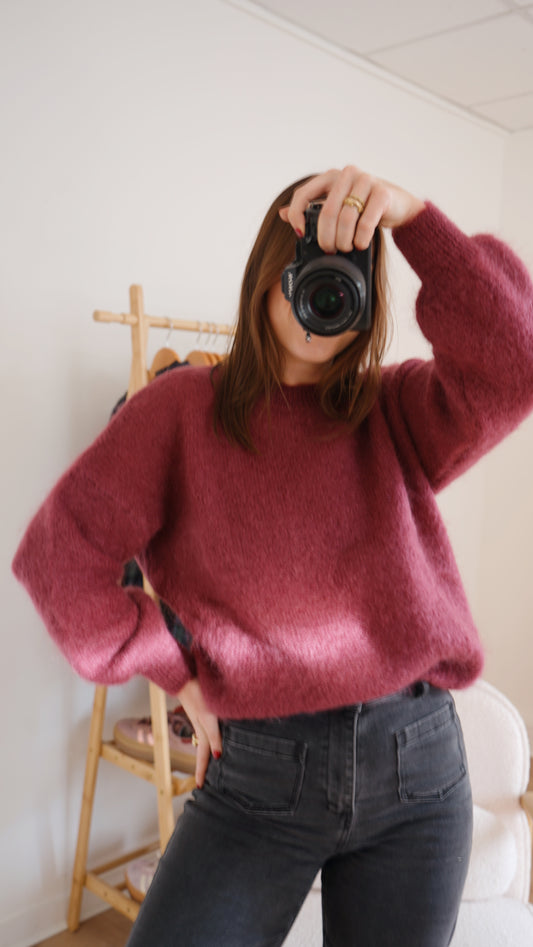 Maille en mohair et laine Gaia Bordeaux