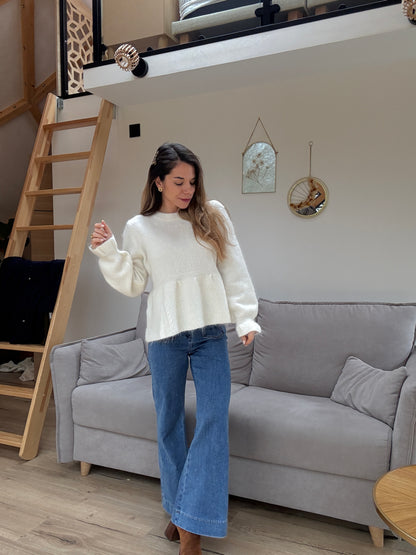Pull peplum Elia écrue