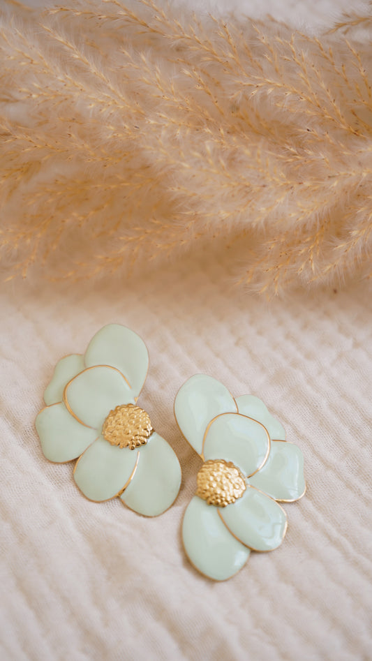 Boucles d'oreilles Iris vert d’eau