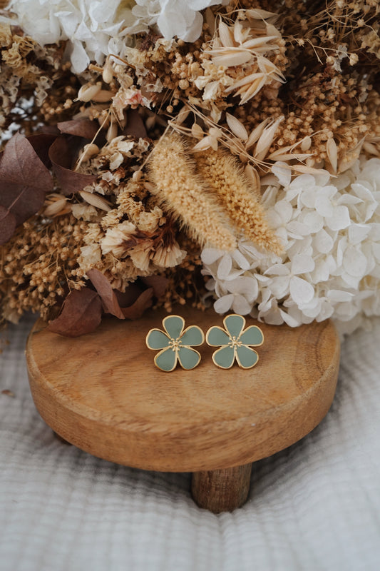 Boucles d'oreille Bloomie vert d’eau