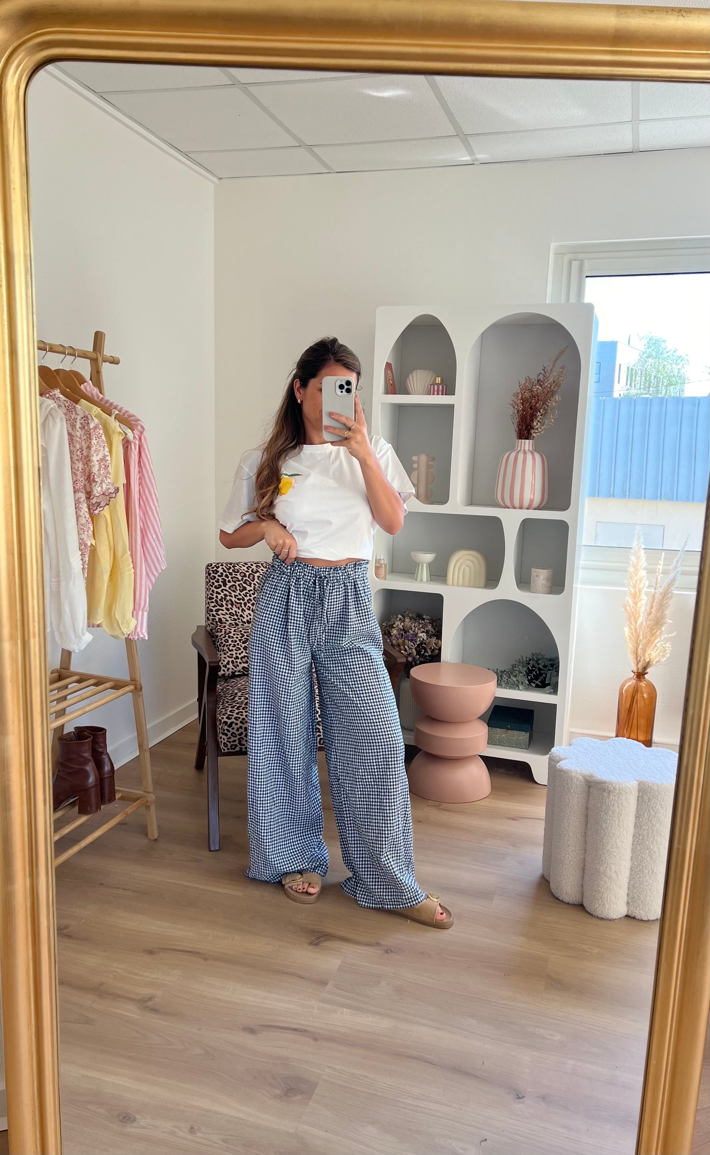 Pantalon fluide vichy Max bleu marine