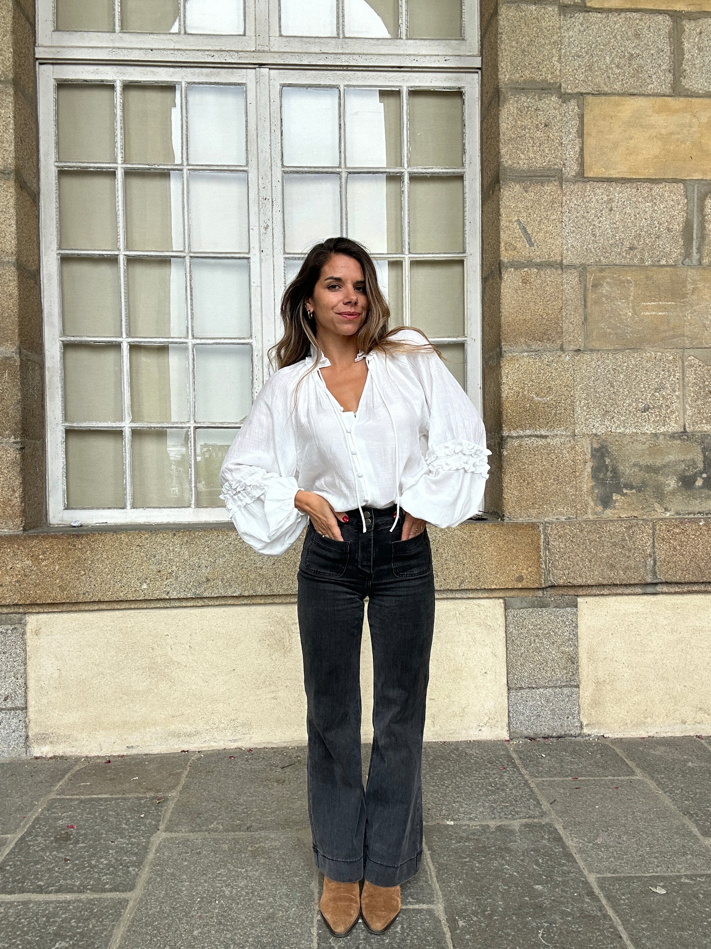 Blouse Esmée à volants écru