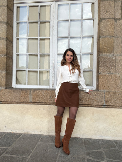 Jupe effet laine Lou chocolat