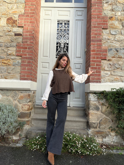 Pull sans manches chocolat Charline