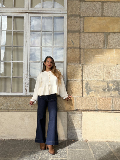 Cardigan péplum Oriane écru