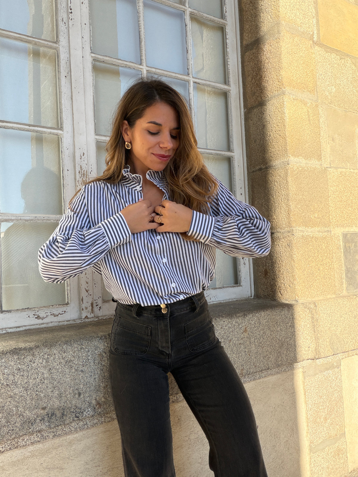Chemise rayée bleu marine Elise