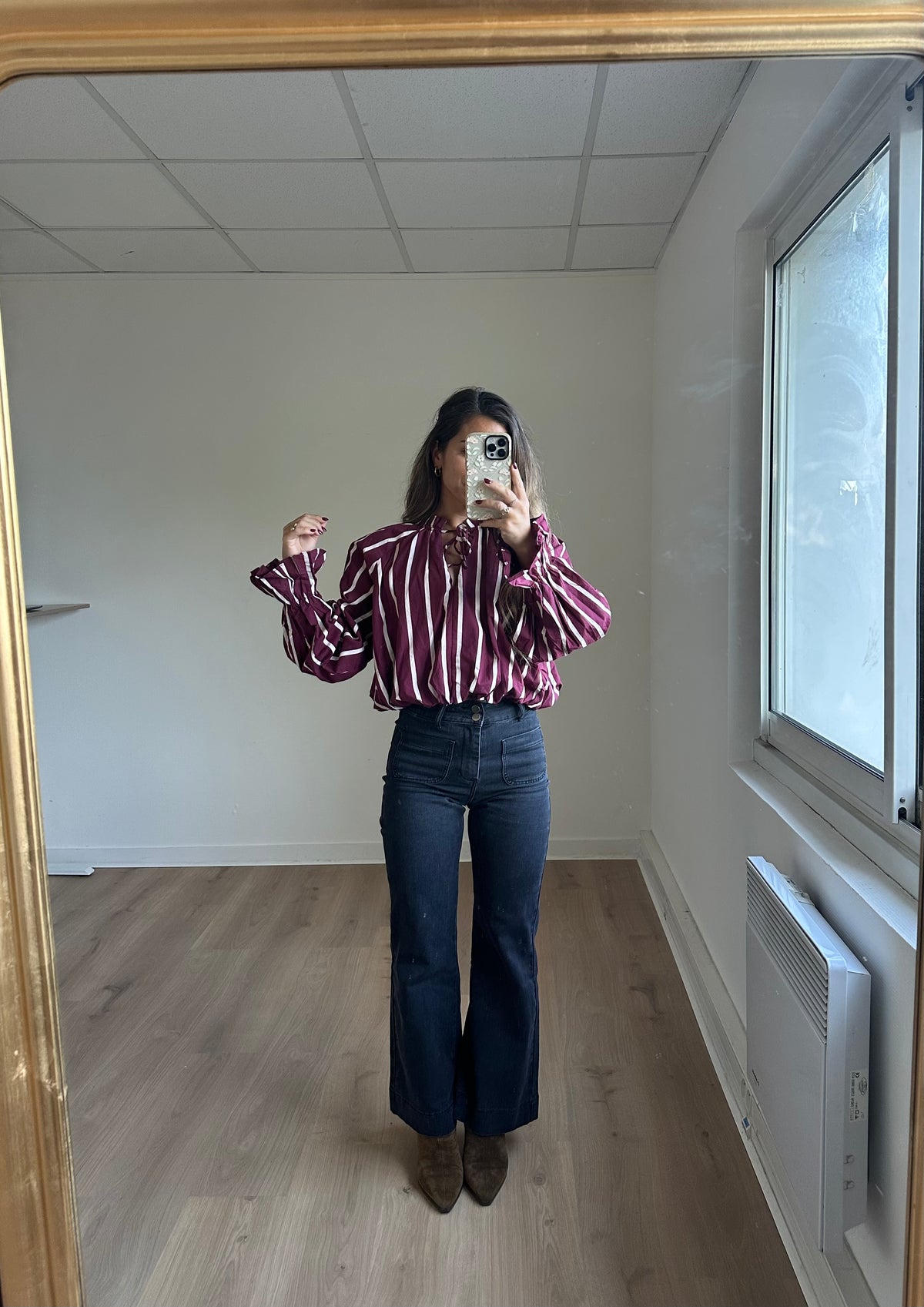 Chemise Nina à rayures bordeaux