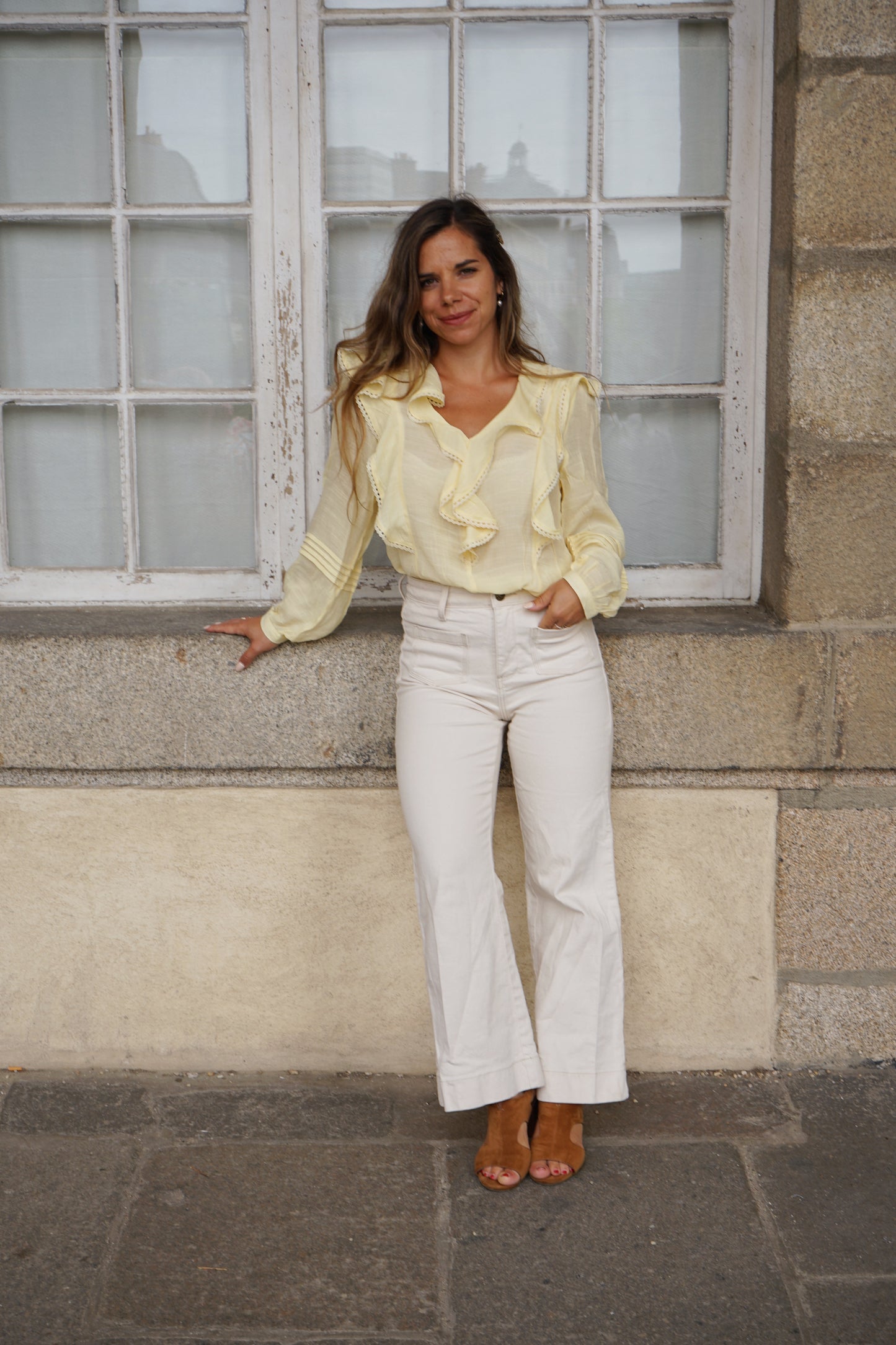 Blouse à volants June jaune