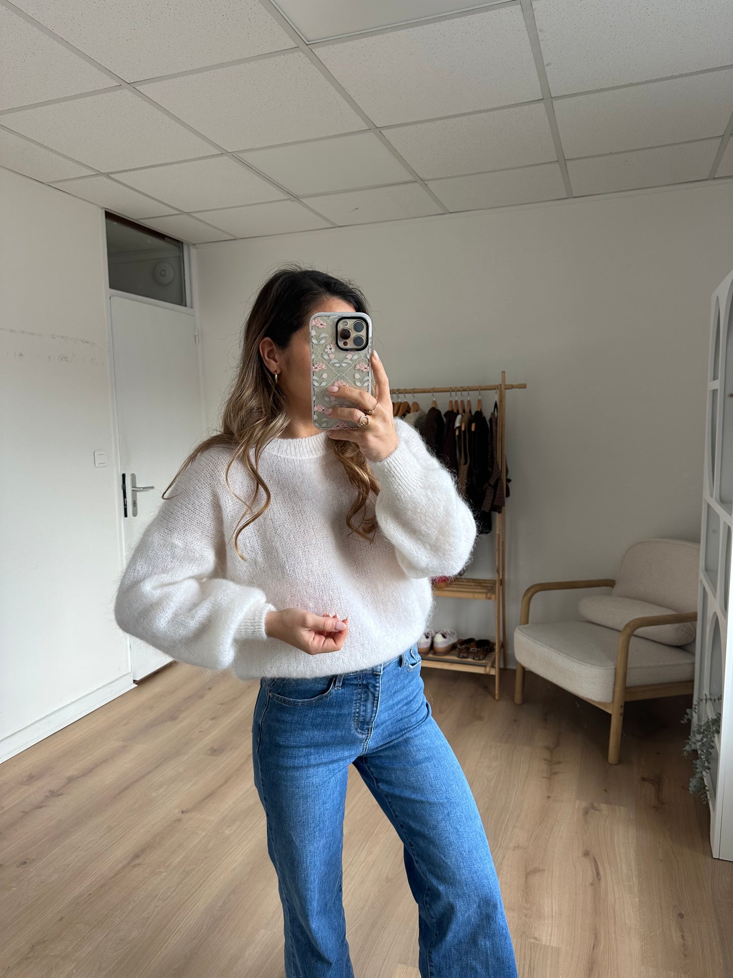 Maille en mohair et laine Gaia blanche