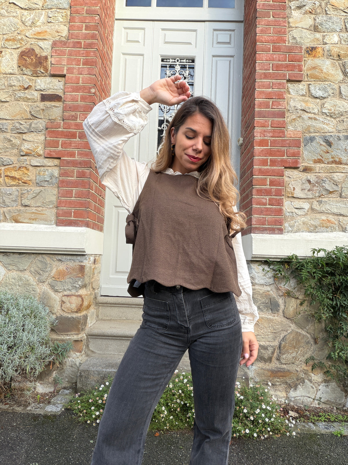 Pull sans manches chocolat Charline