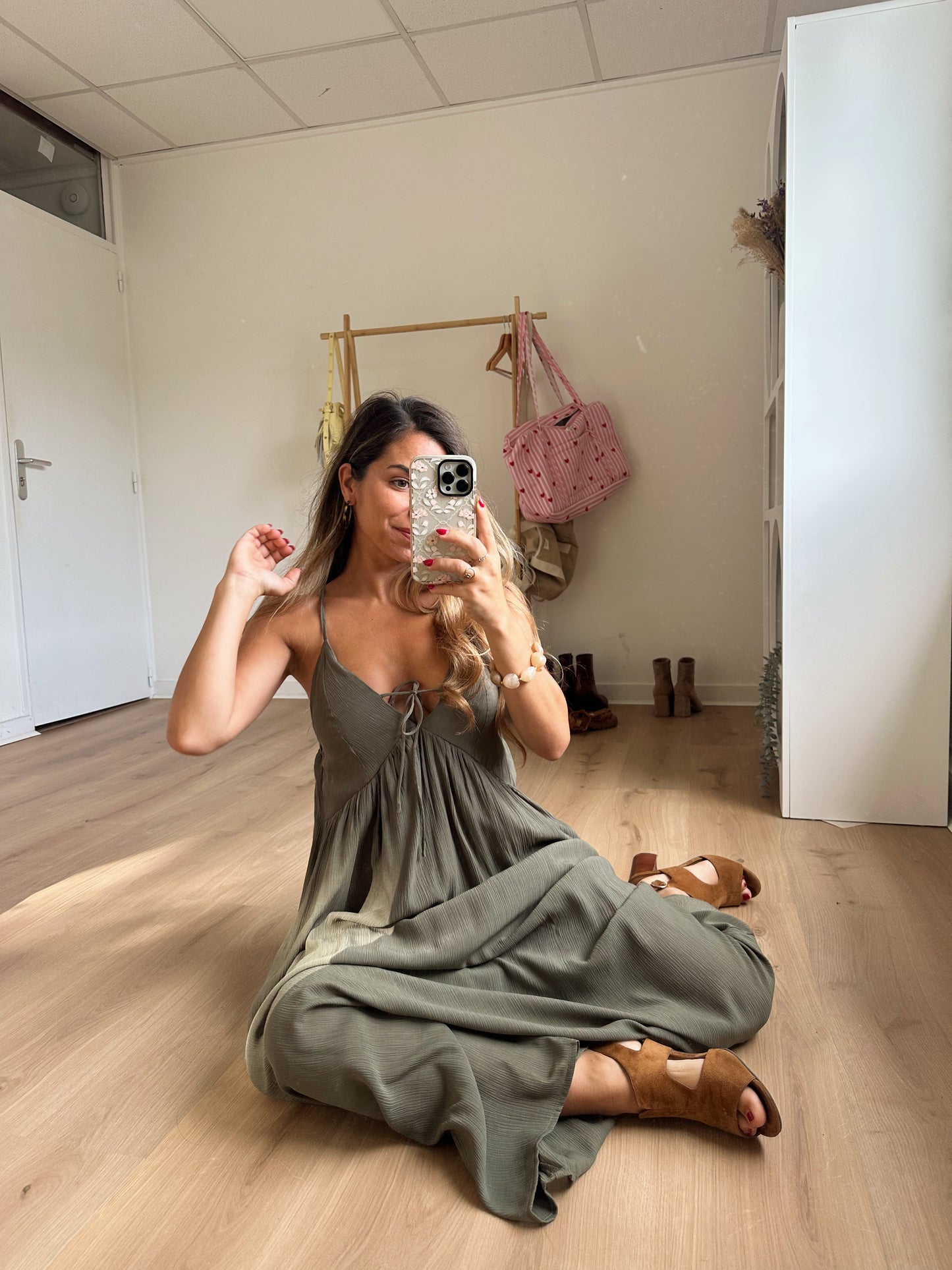 Robe longue Stella kaki