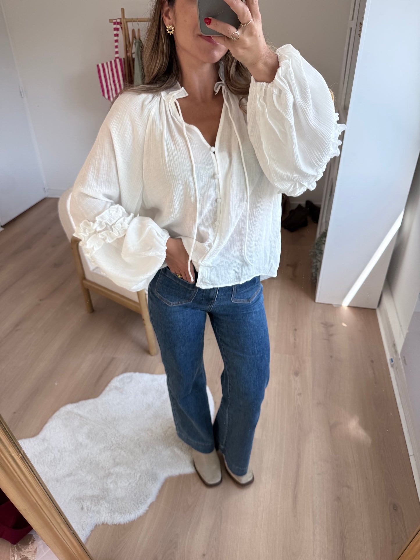 Blouse Esmée à volants écru