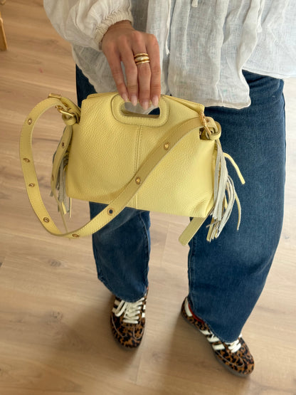 Sac à main en cuir Jodie jaune pâle