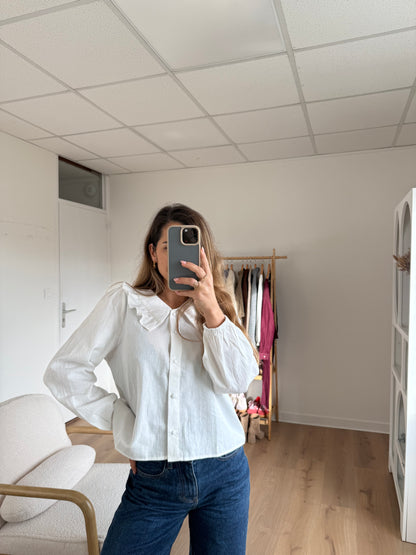 Blouse à col large blanche Coline