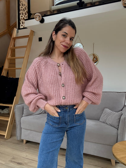 Cardigan rose chiné Honorine